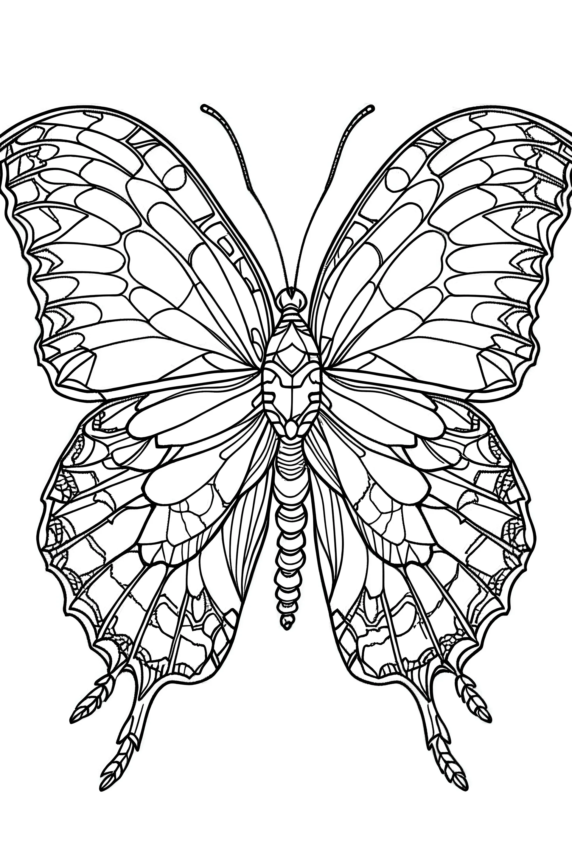 outline art for Butterflies coloring pages with sitch, white background, Sketch style, full body, only use outline, dementia patients style, clean line art, white background, no shadows and clear and well outlined.