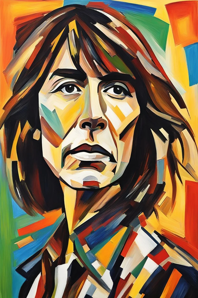 create an abstract portrait of Chrissie Hynde in the fauvist, expressionist art style of Oskar Kokoschka, Andre Derain , and Georges Rouault, highly detailed facial features, 4k