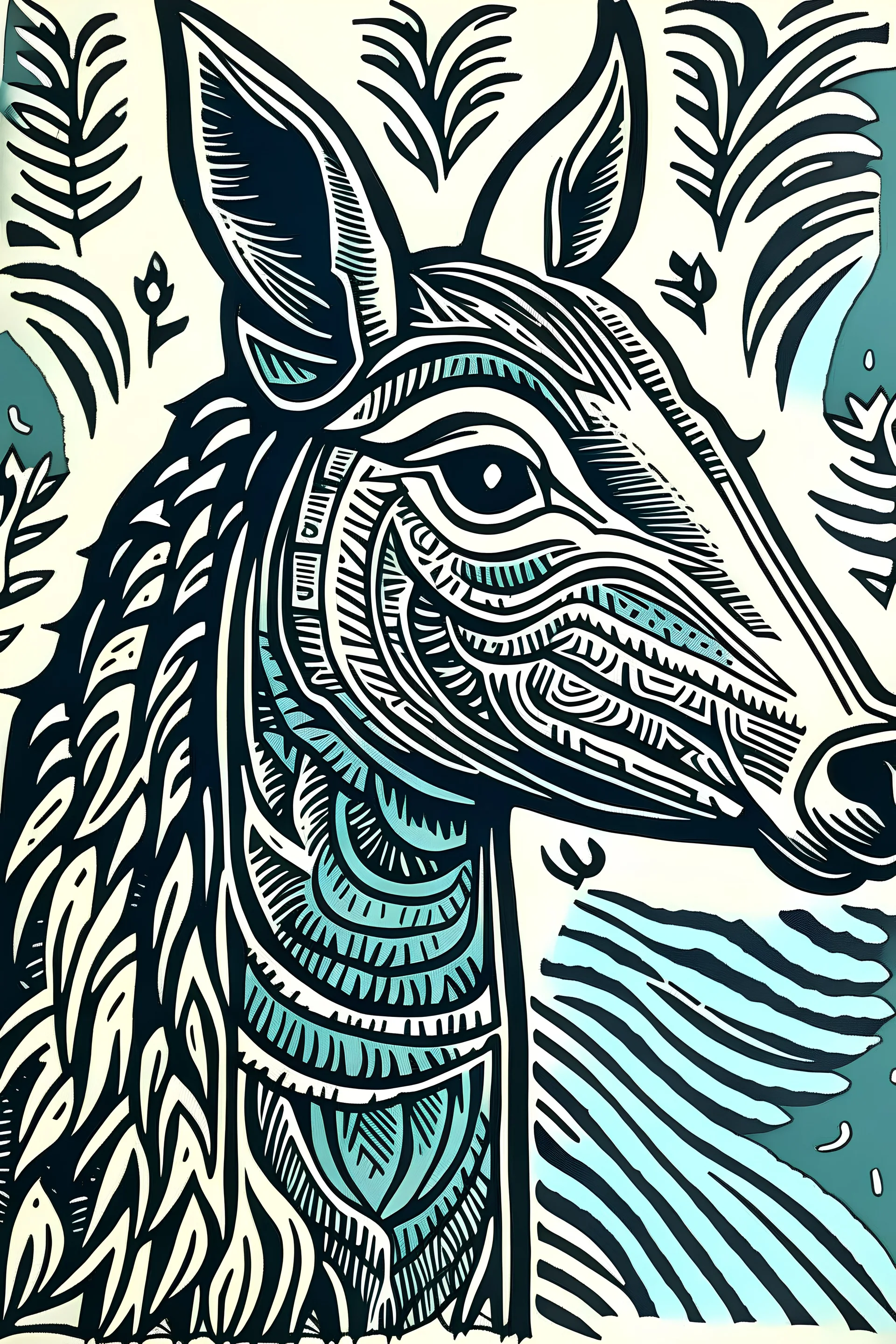 Linocut llama