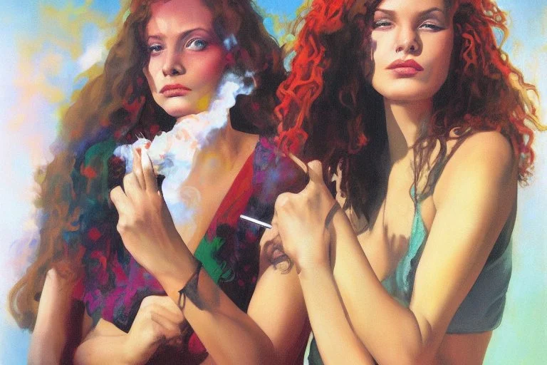 hippie girl smoking by alex ross