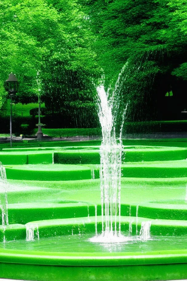 Green area and water fountain