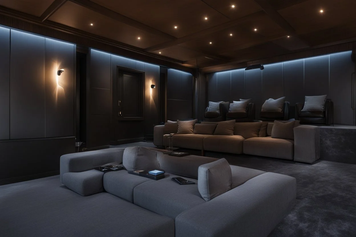 home cinema room with LED lighting in the walls make sure the room is completely symmetrical