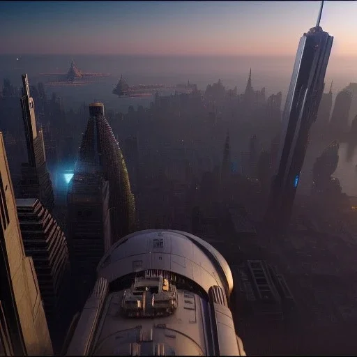  8k, finely detailed, photo realistic, coruscant