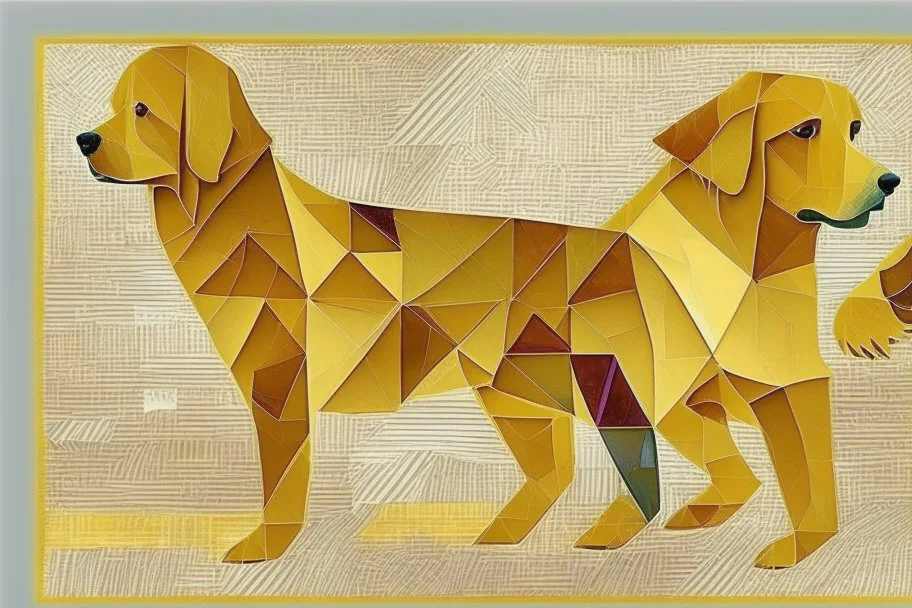 style of paul klee Golden retriever dog