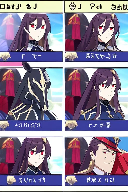 A portrait of a human woman with long brown hair and red eyes wearing competitive horse riding clothes, riding a black horse, modern dressage arena setting, anime style, intricately detailed, masterpiece, HD, 4k