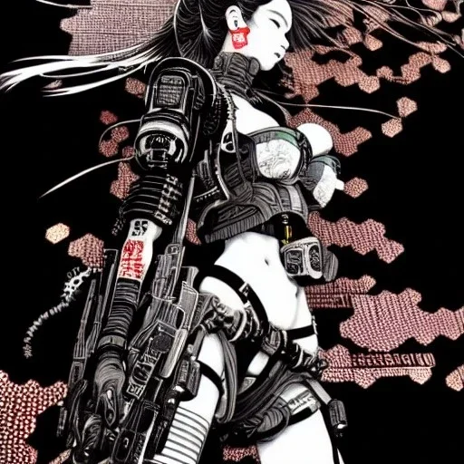 beautiful cyberpunk girl, hyper detailed, hyperdetailed, intricately detailed, illustration by <Katsushika Hokusai> <Yoji Shinkawa>,