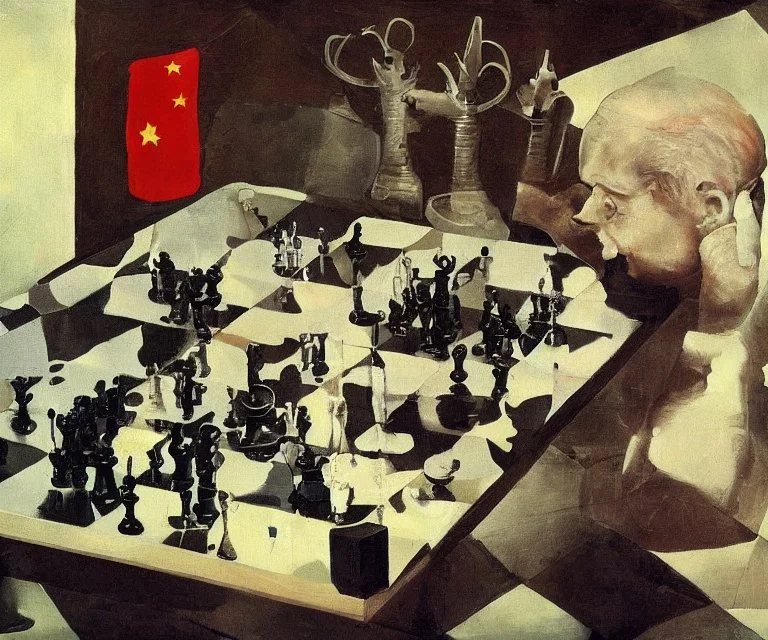 Complex Surgical Instruments,Putin, President Xi Of China And Joe Biden Play Chess with a Newborn Boy,Minimalism,Painting By Lucian Adrian Ghenie,Michelangelo,Freud,Rene Magritte,Salvador Dali,Pablo Picasso