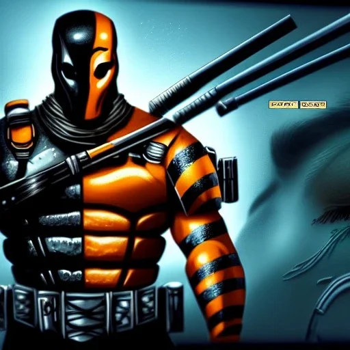 ultra detailed portrait of Deathstroke, extremely detailed digital painting, extremely detailed face,crystal clear eyes, in the style of robert e howard and pablo oliveira and Ken Kelley and Keith Parkinson ,mystical colors,perfectly centered image, perfect composition, rim light, beautiful lighting,8k, stunning scene, raytracing