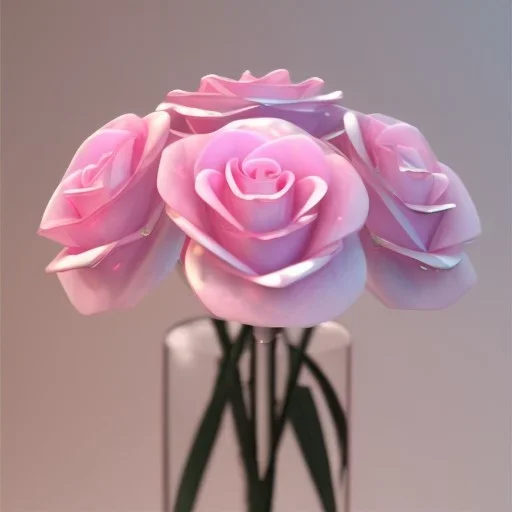 Pink transparent Crystal Rose Bouquet Flower