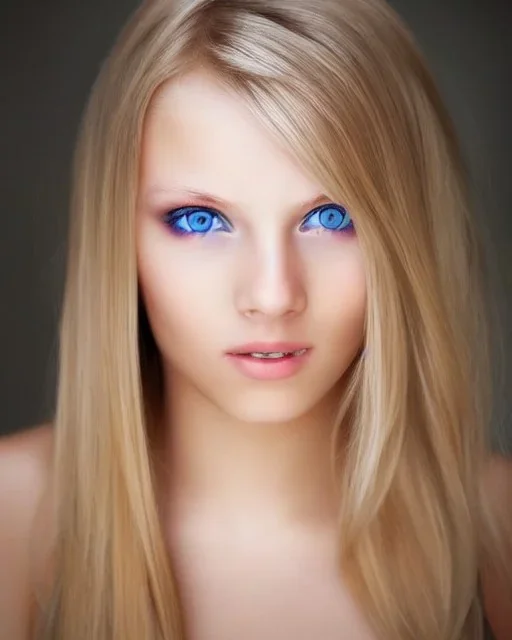 Beautiful blonde blue eyes girl