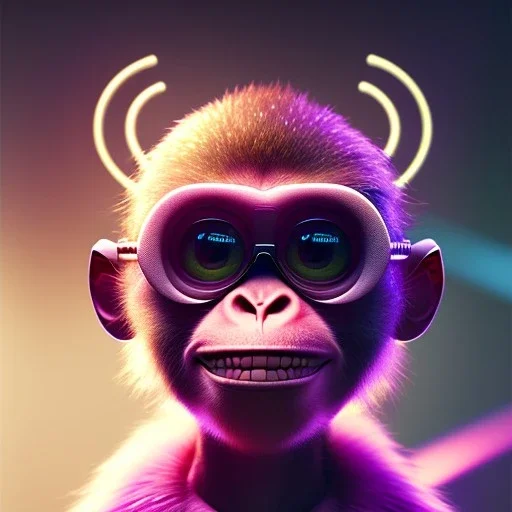 pixar style anamorphic cute cyberpunk monkey baby, smiling,gangsta gold neckless, full body, magenta puffer jacket, manila city backdrop, dramatic lighting, hyper realistic, unreal engine 5, 16k