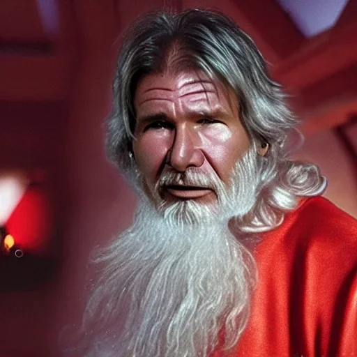 Stable diffusion, imagine an epic photo of Harrison ford as Santa Claus, ultra realistic, cinematic