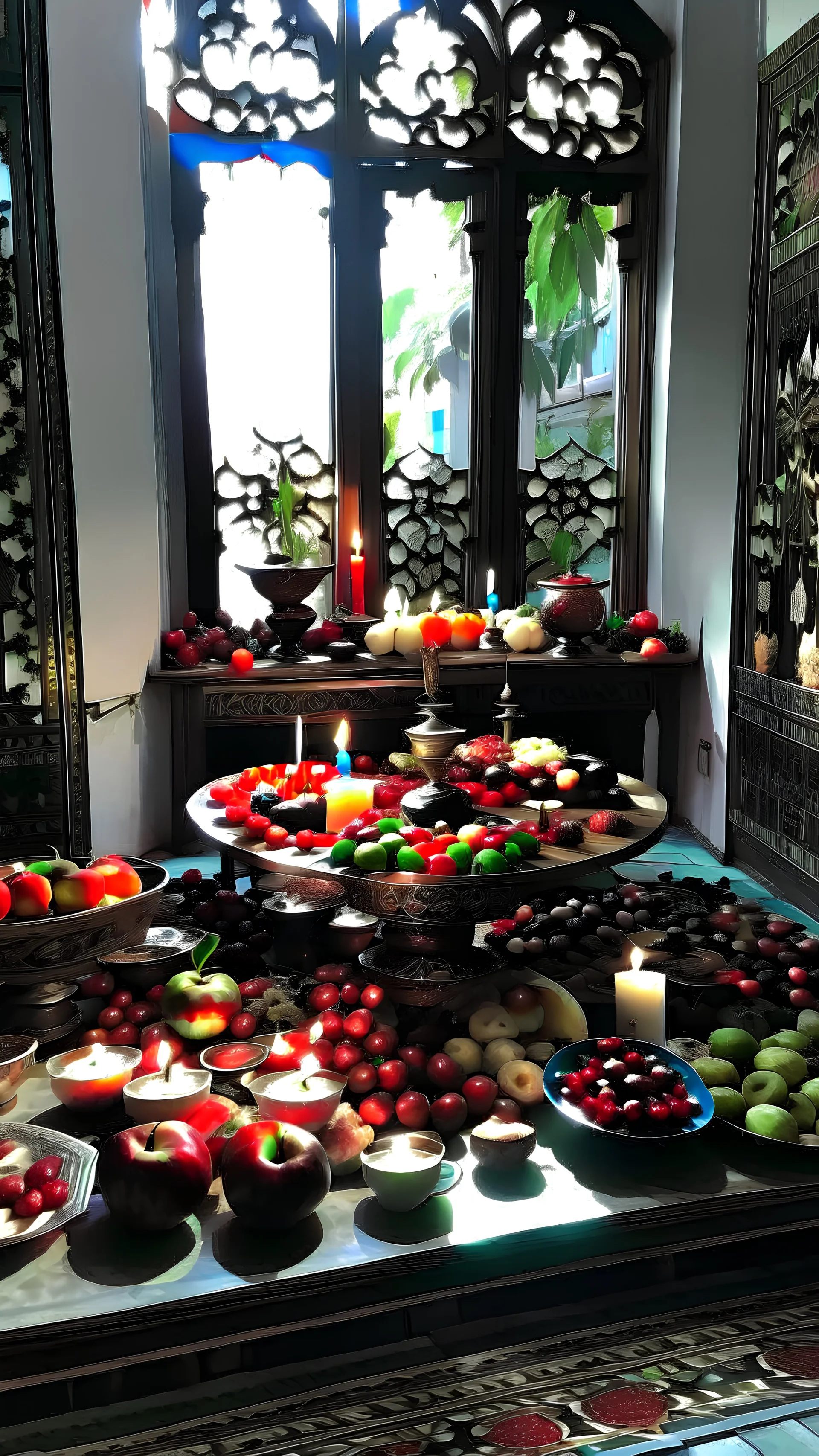 Combine a shrine building with yalda night