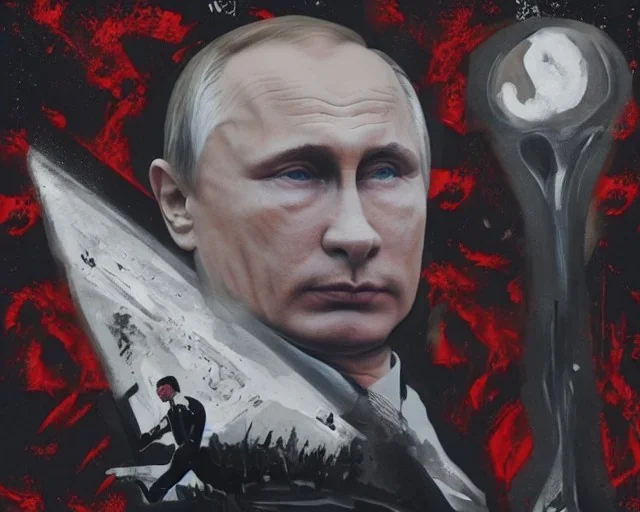 president Putin evil devil in blood