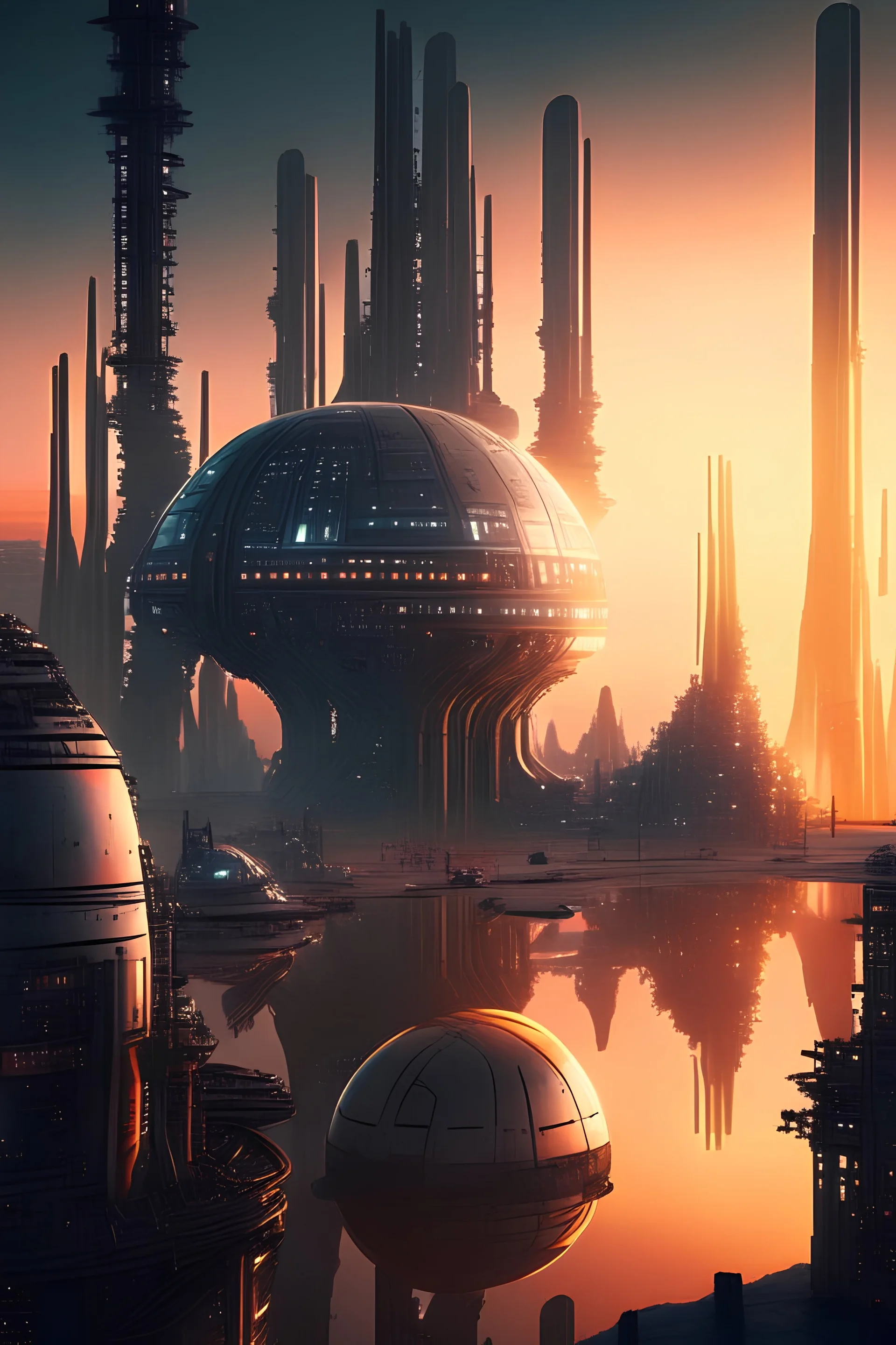 industrial star wars city on crystal planet, shot at dawn
