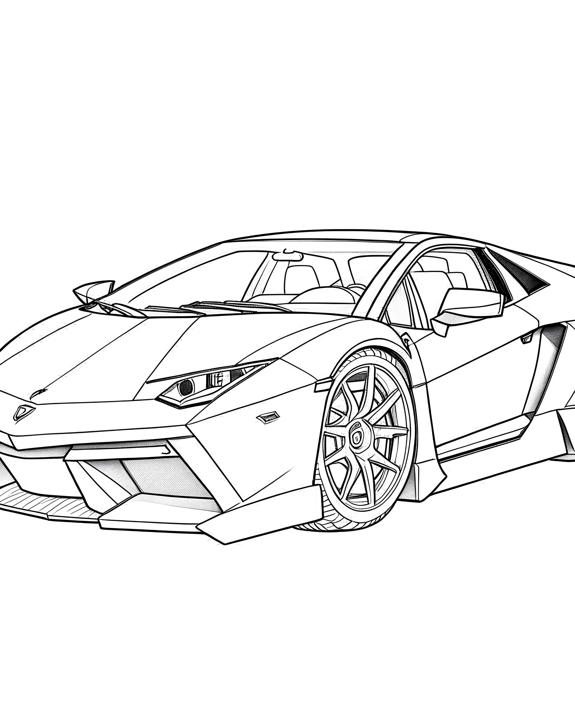 lamborigini car drawn without color for coloring