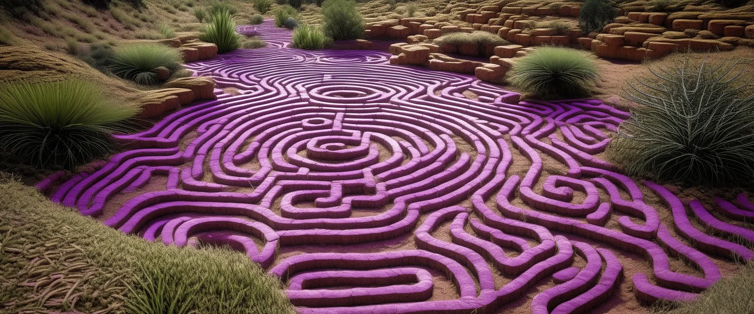 A light purple maze of illusion designed in native American petroglyphs painted by George Inness