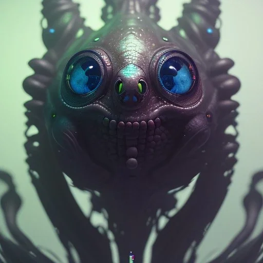 Cute fluid ink creature, big black eyes, unreal engine 5, 8k resolution, photorealistic, ultra detailed