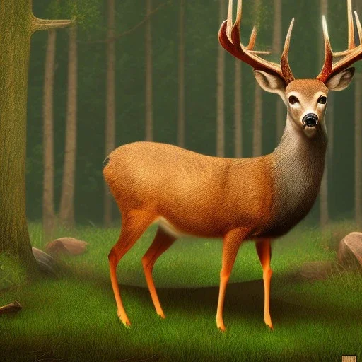 deer full body forest background