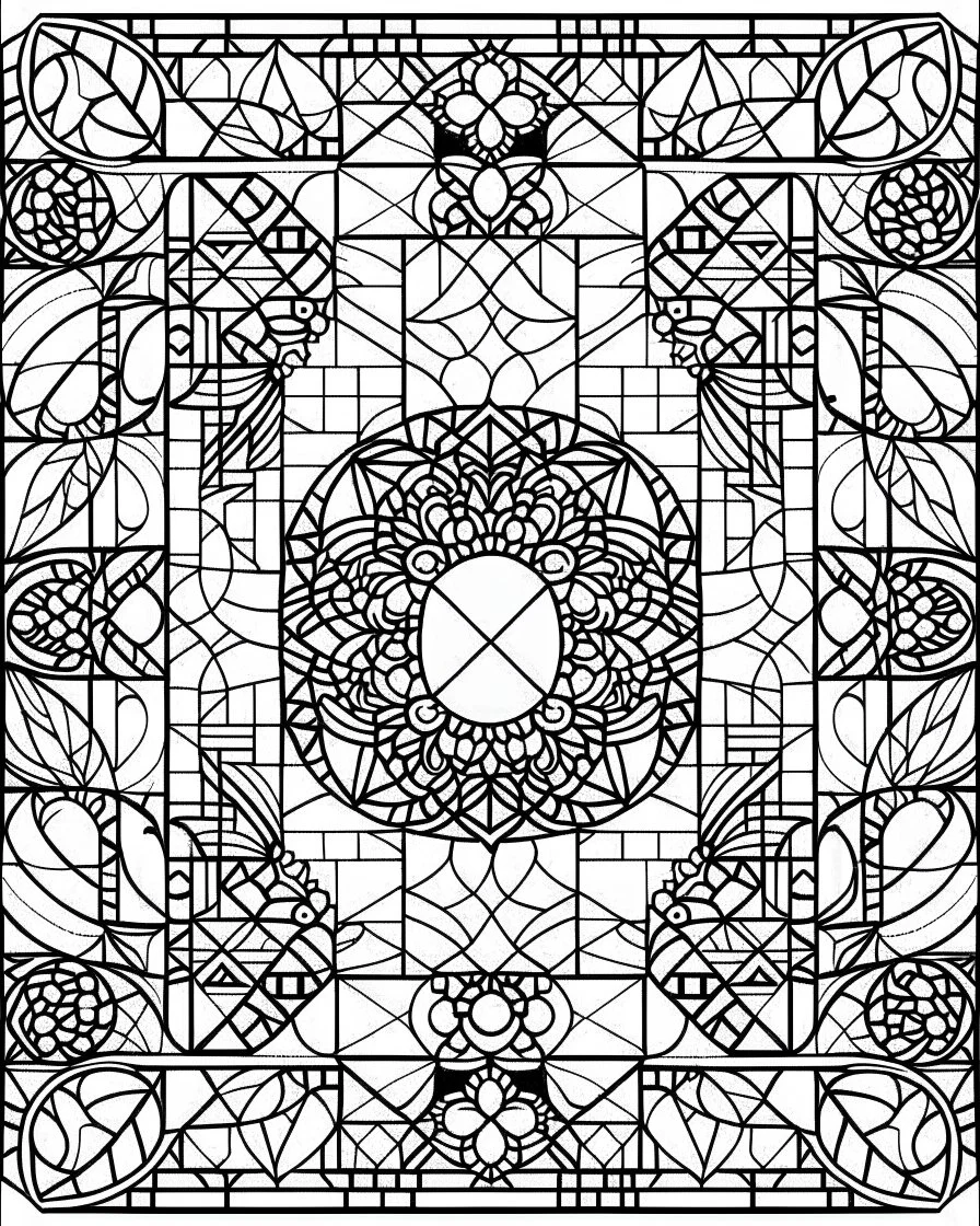 no black,simple Mosaic simple Coloring Pages, no black color,, easy to color