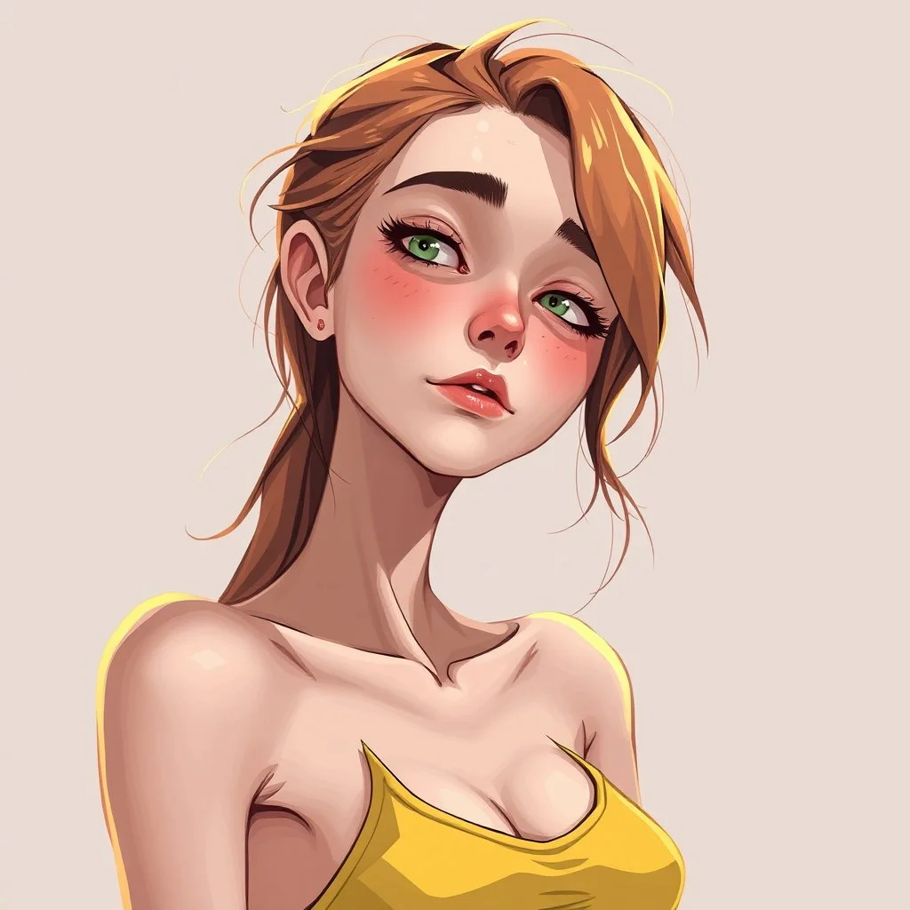 a pretty girl, skinny, relaxed, tired but functional, digital art, stylised