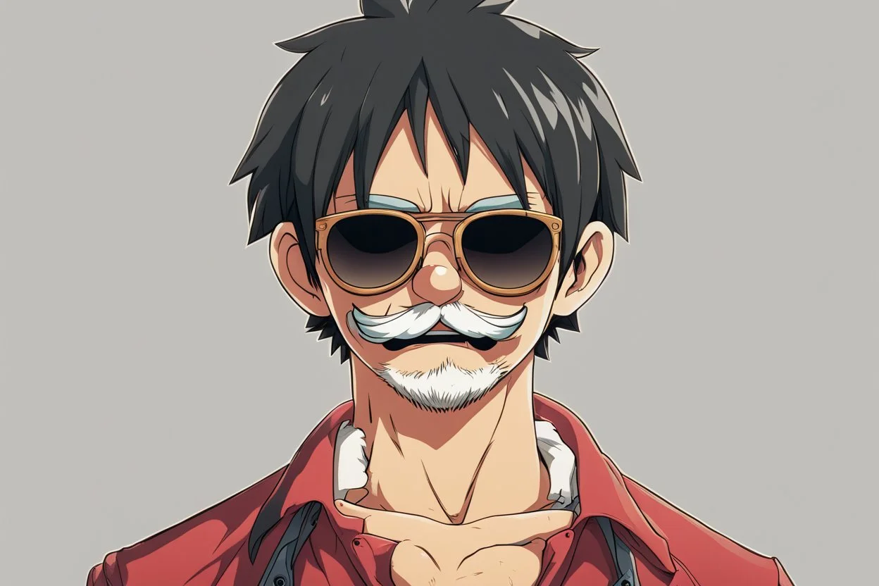 luffy with sunglasses and mustaches