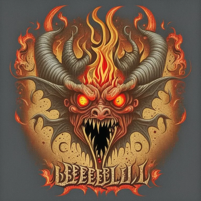 "Craft a compelling and infernal logo for 'Beelzebub,' channeling the essence of this demonic entity. Infuse the design with dark and sinister aesthetics, incorporating devilish symbolism, intricate details, and an overall malevolent atmosphere. Utilize a color palette that conveys the fiery depths of hell, and employ typography that exudes a sense of demonic authority. The logo should evoke fear and fascination, capturing the legendary and malefic nature of Beelzebub."