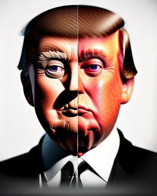 Realistic Waist up Portrait, Donald trump muppet, retro style, photo studio, unreal engine 5, god lights, ray tracing, RTX, lumen lighting, ultra detail, volumetric lighting, 3d.