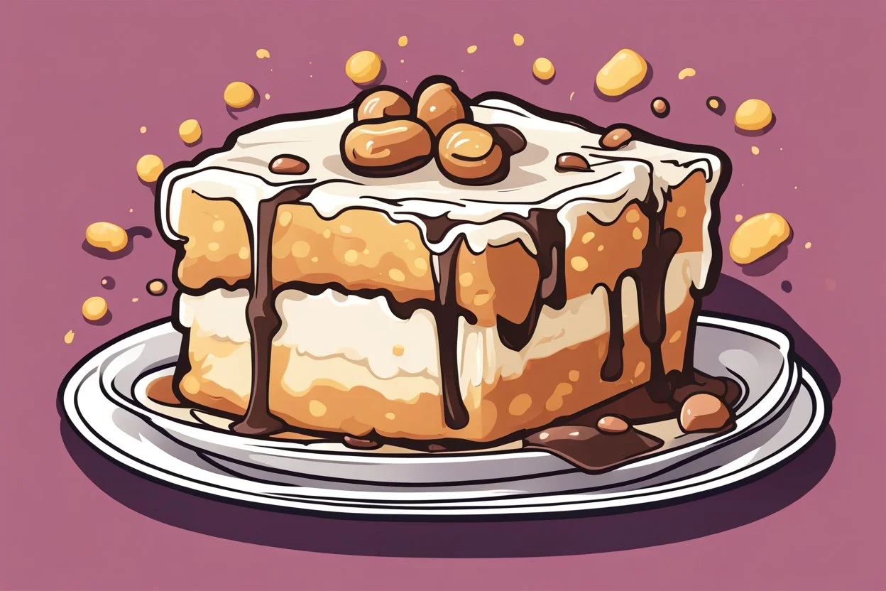 deep fried cheesecake, clean vector style, bold outline