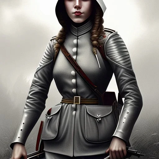 ww1, Christina, fire, medieval armor, trench coat, no mans land, lone Knight, Rifle,