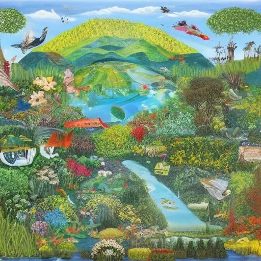 Landscape mural ecological utopia