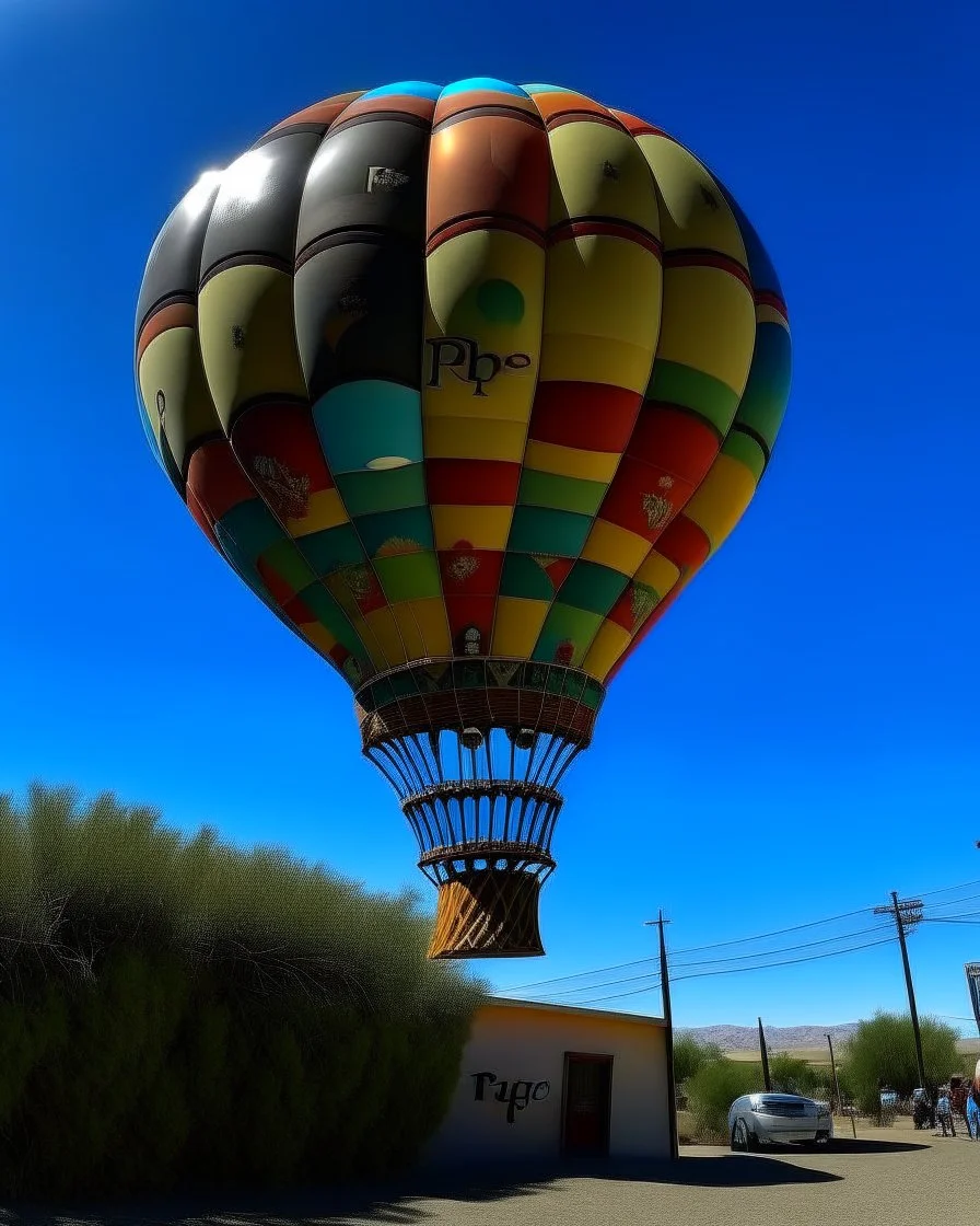 A photorealistic image of a hot air balloon at balloon fiesta in Albuquerque