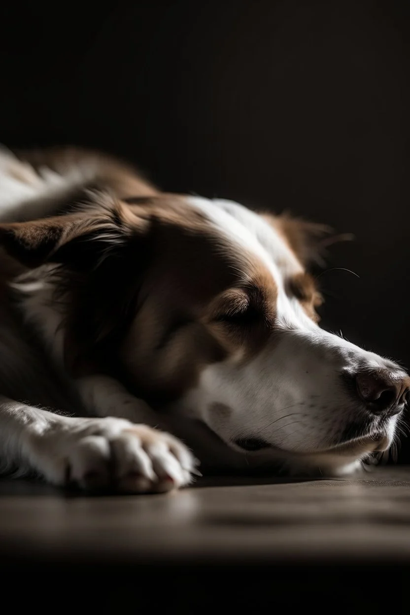 cane che dorme sdraiato visto di profilo