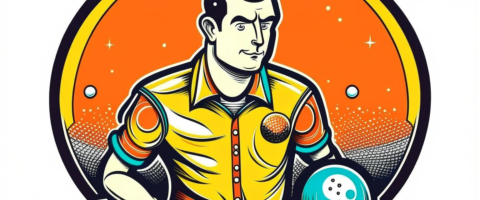 MOON, wearing colorful bowling shirts. Style: Retro Illustration, Mood: Fun and Nostalgic, Lighting: Warm, overhead lights, T-shirt design graphic, vector, contour, white background.