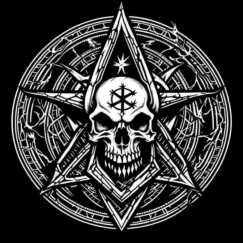 A ocultism symbol of evil, with satanism and nazi skull