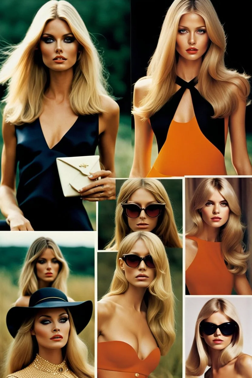 sixties fashion photography, natural young female, most beautiful female, longer light blonde hair, middle parting, beautiful like an undressed supermodel from the sixties, beautiful face, unbelievable sexy, space supermodel, helmut newton, polaroid colors, realistic, claudia schiffer, brigitte bardot, sharon tate, gigi hadid, chaterine deneuve