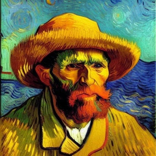 Portrait of OLd Galician Fishermen, wearing bucket hat, long beard, by Van Gogh 8k