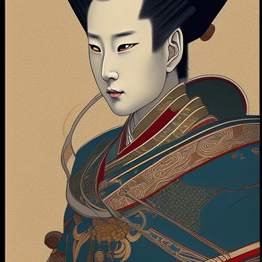 Ukiyo-e Style , Male Samuri