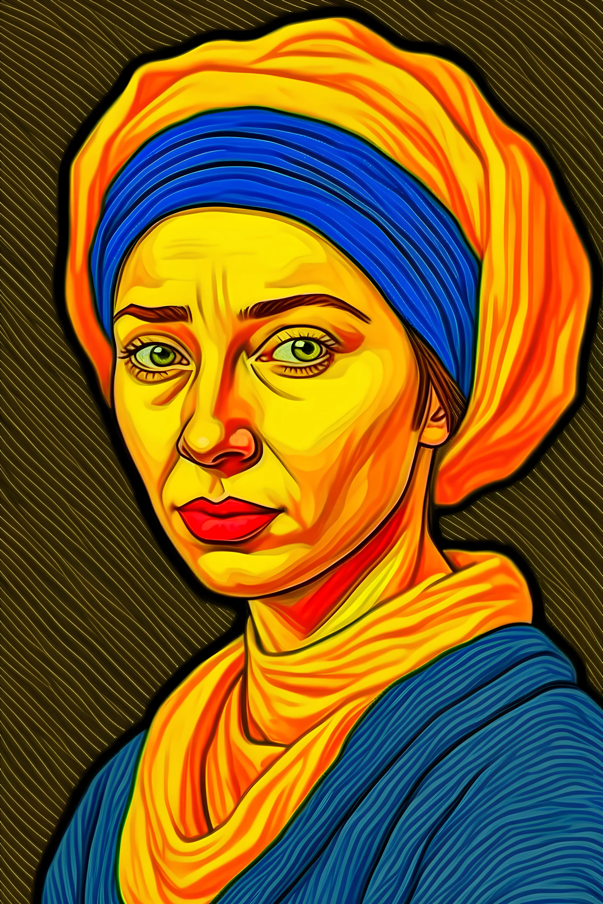 A portrait of a woman in the style of Van Gogh.