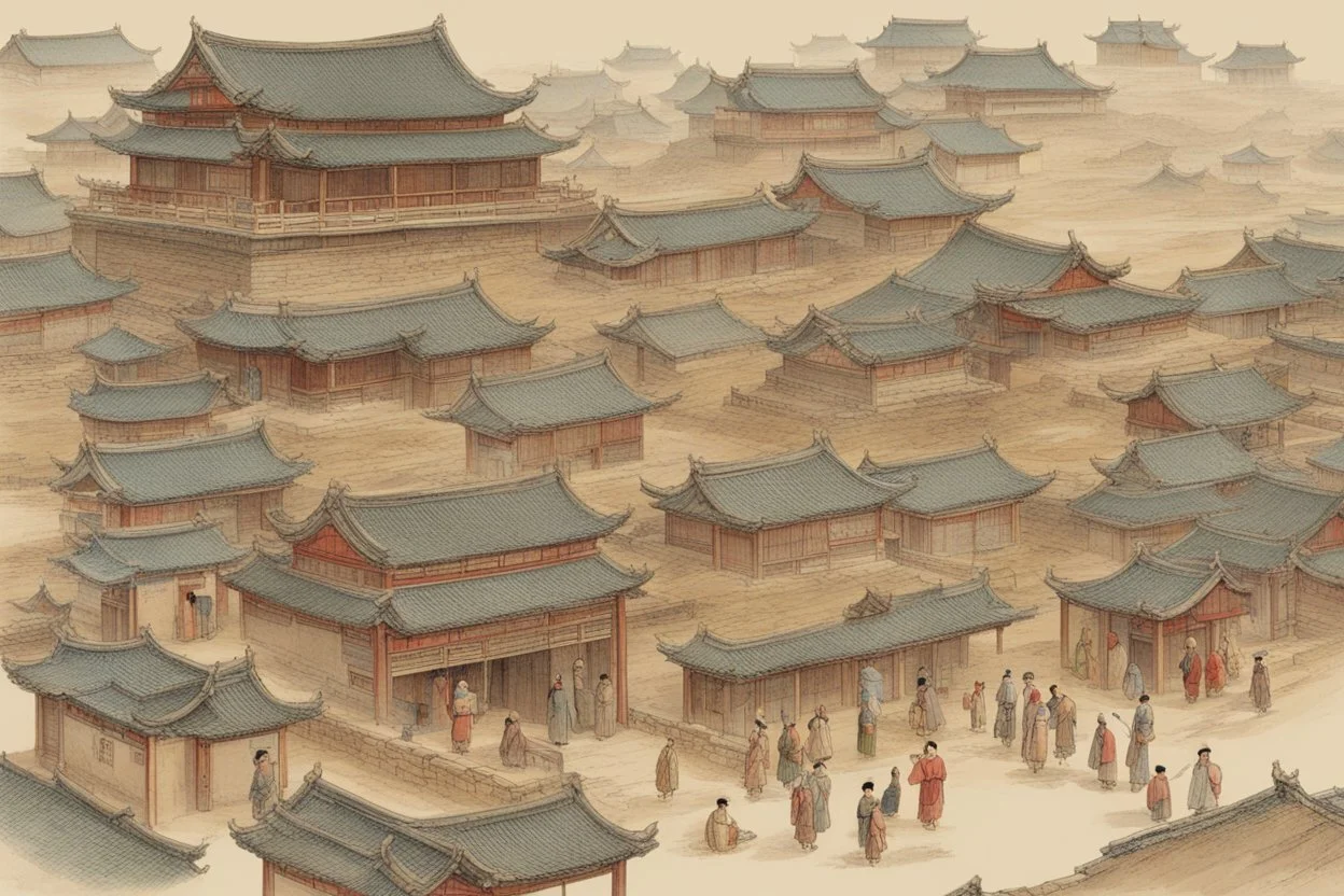 اشخاص وبيوت من الصين القديمه