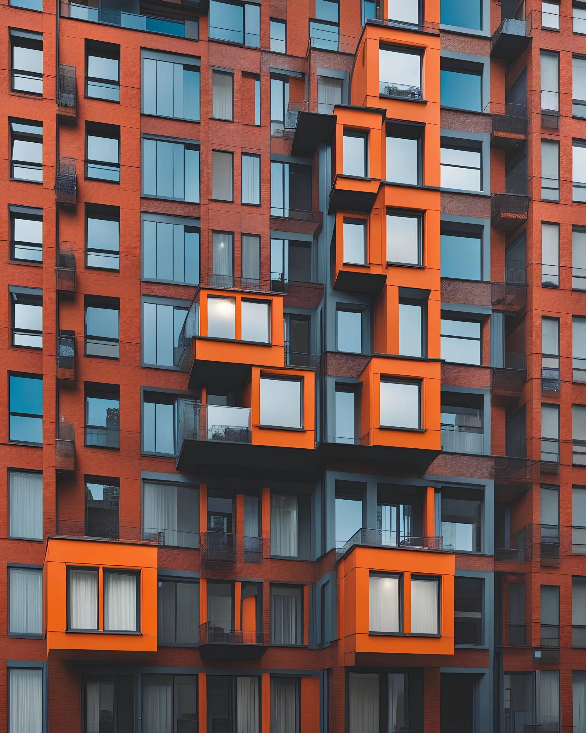 an exterior modern and minimalist apartment with 5 floors in a luxuray distract of city inspired by the works of Kelly Wearstler