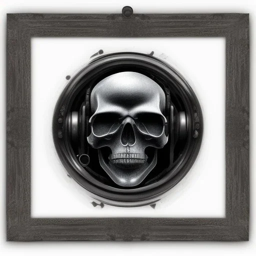 cyberpunk style ink ball skull picture in detailed frame, big black eyes, unreal engine 5, 8k resolution, photorealistic, ultra detailed, frame extreme accurate