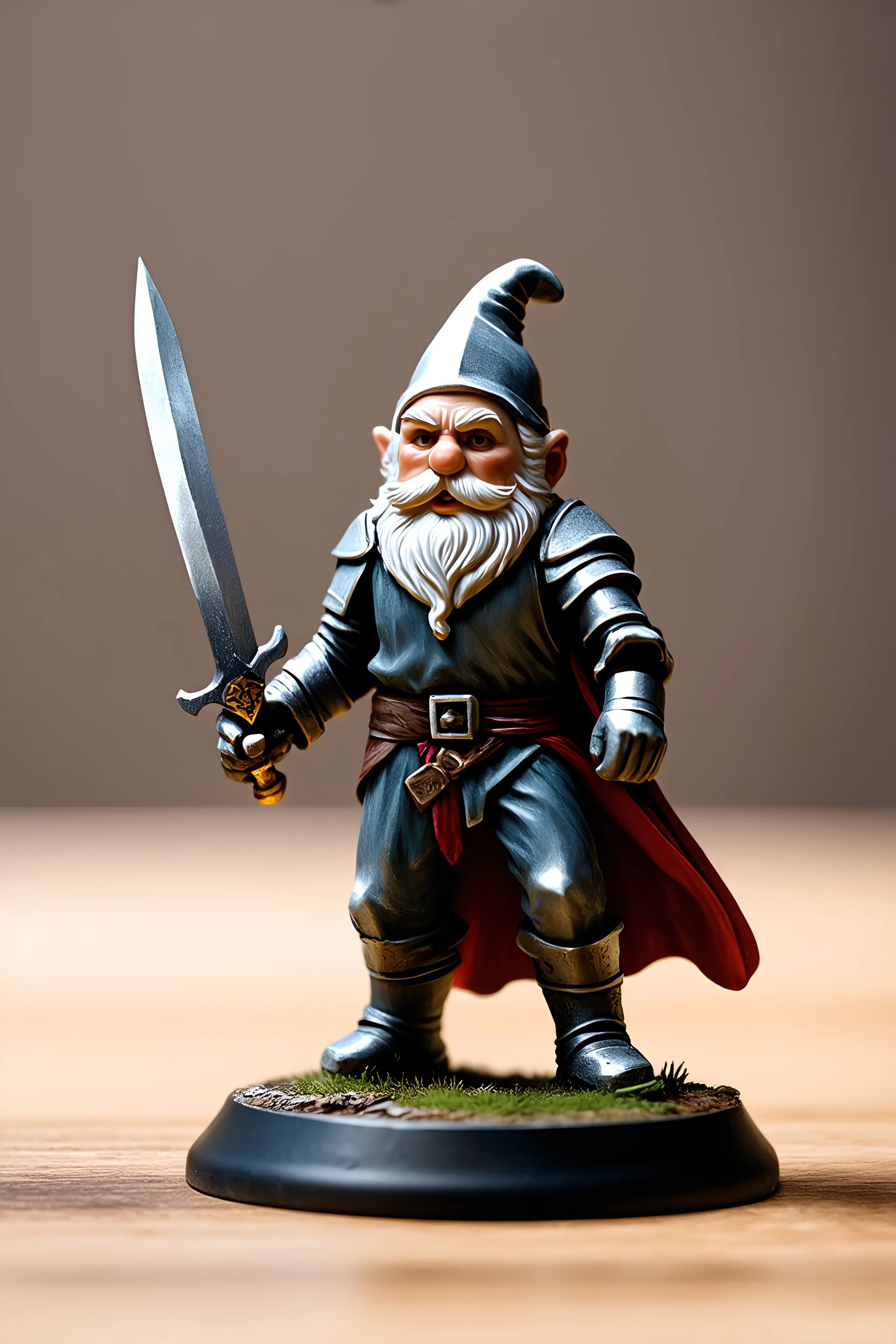 Knight stabbing gnome in hand with sword