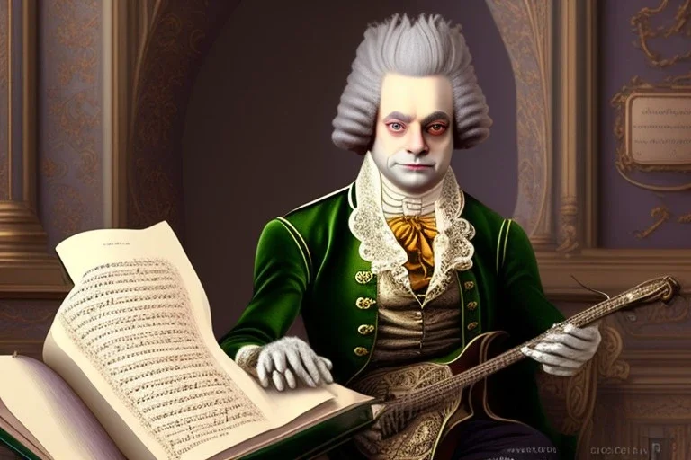 Mature cats dressed like _Wolfgang Amadeus Mozart_, paws, perfect iris, playing music, stre...istic, extremely accurate, delicate, extremely detailed, Graphic novel style, wide-angle, open aperture, superfine pencil