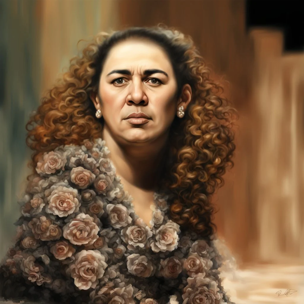 Create a highly realistic 3D scene. An imaginatively detailed rendering of Diego Maradona transforming her into a woman with the same specifications as the attached image. The method of transforming the painting in full detail. A comedic and funny touch. Ultra wide angle. Extremely realistic fine details. Highly realistic detailed display. Great full presentation and amazing drawing style. Transfer the full detailed drawing of the image at a wide and precise angle. Inspiri