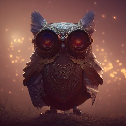 depth of field, Steampunk Owl, extreme detail, Photorealism, macro lens 24mm,bokeh, cinema4d, 8k, unreal engine 5, redshift render, midjourney4, octane render