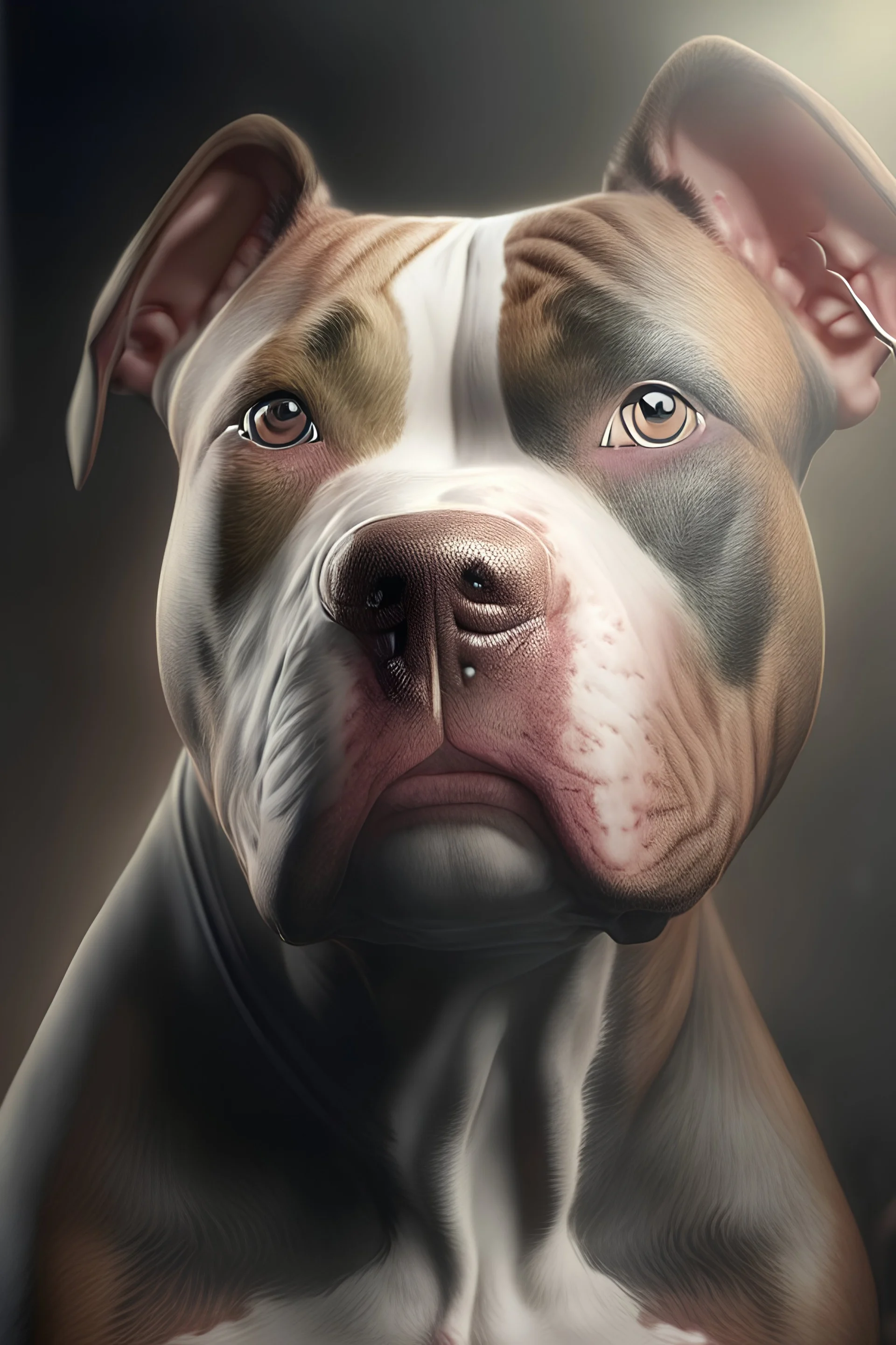 Stable diffusion, portrait, cute pit bull dog, hyper realistic, 4k