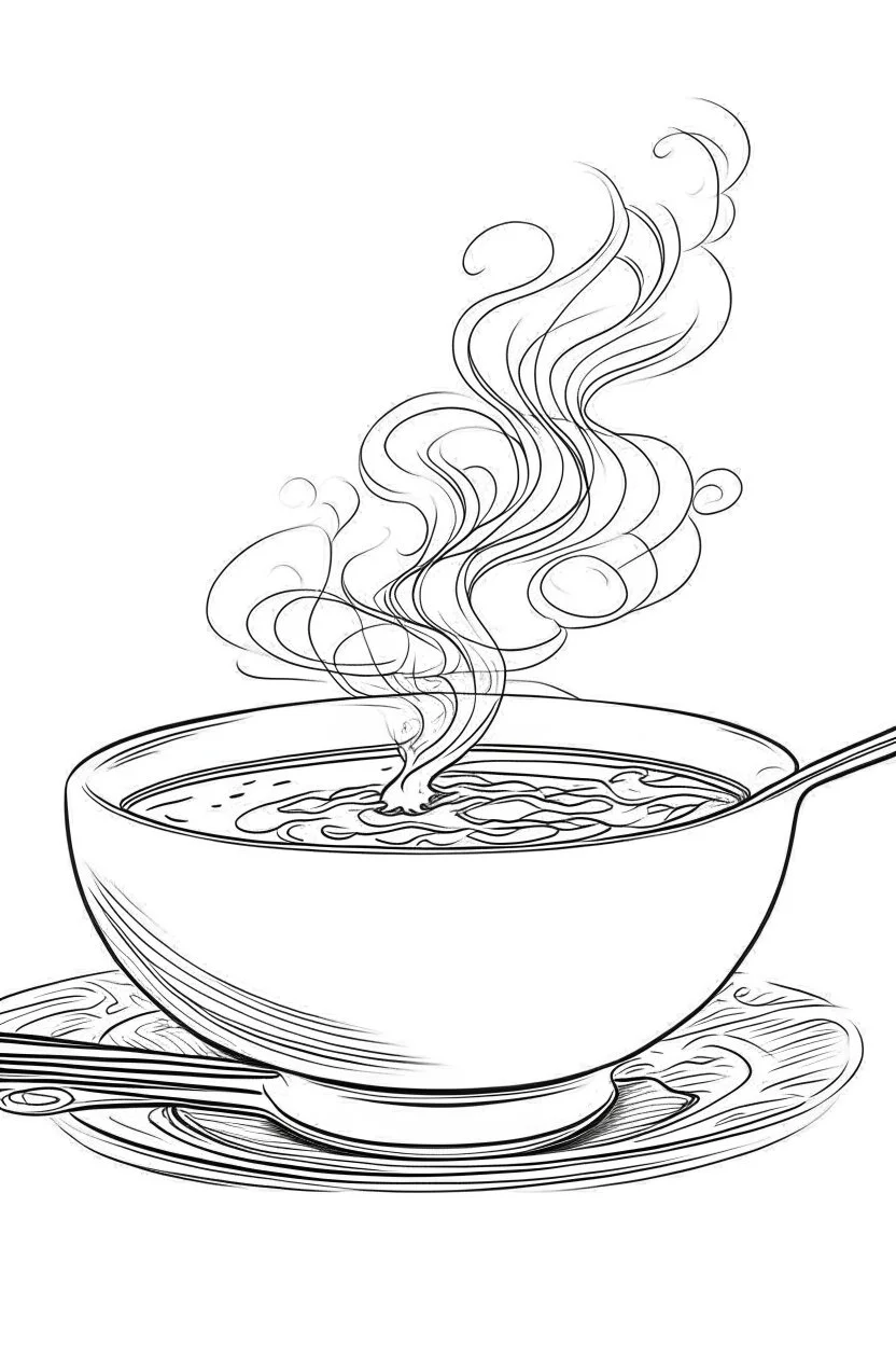 Outline art for coloring page, A JAPANESE CHAWAN TEACUP. A SHORT LIT CIGARETTE JOINT ON THE SAUCER. WHISPS OF SMOKE, coloring page, white background, Sketch style, only use outline, clean line art, white background, no shadows, no shading, no color, clear