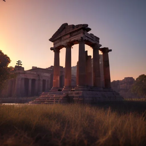 Artemis Tapınağı, unreal engine 5, sunset, realistic