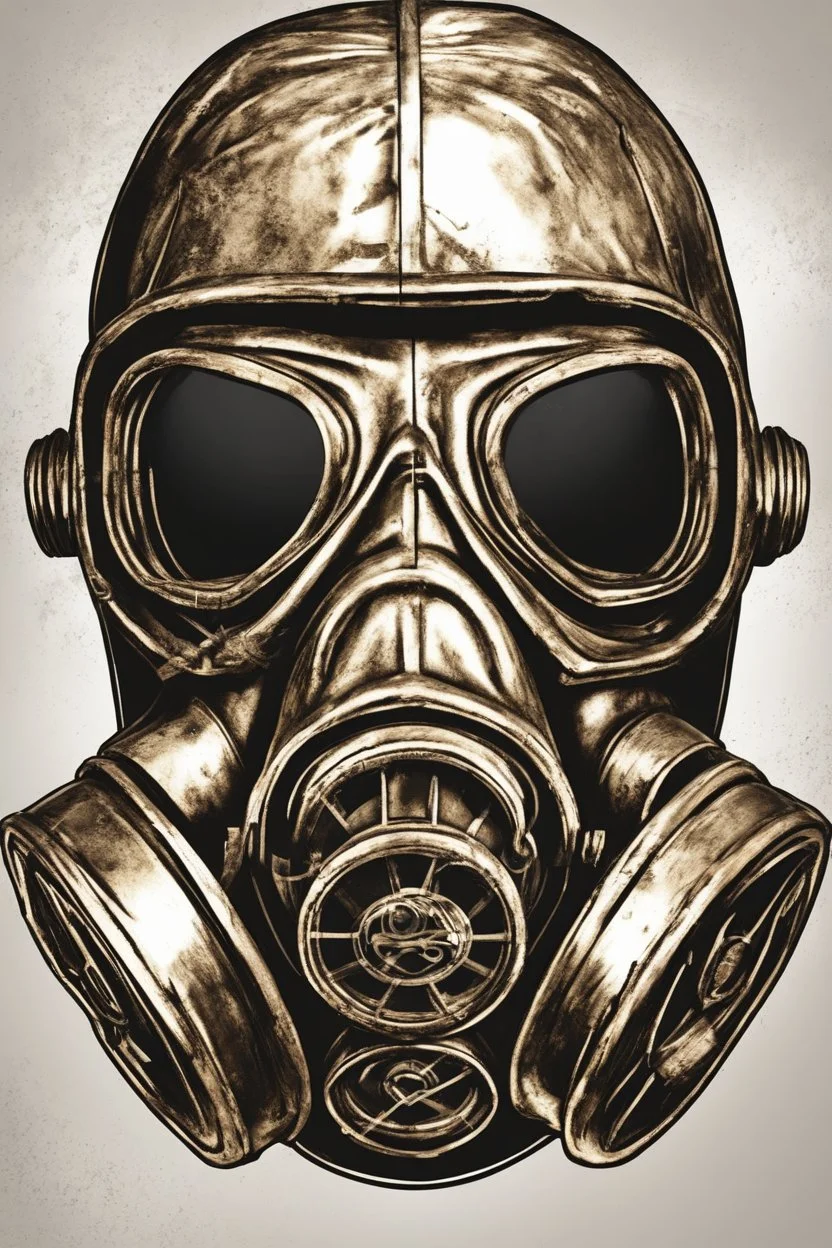 warrior portrait, Bronze metal gas-mask, comic style